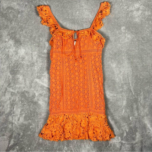 Free People Dress Womens 4 Cross My Heart Boho Romantic Crochet Beachy Mini - Picture 4 of 10